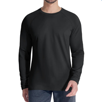 Fleece Lined T Shirts Mens Thermal Pullover Tops