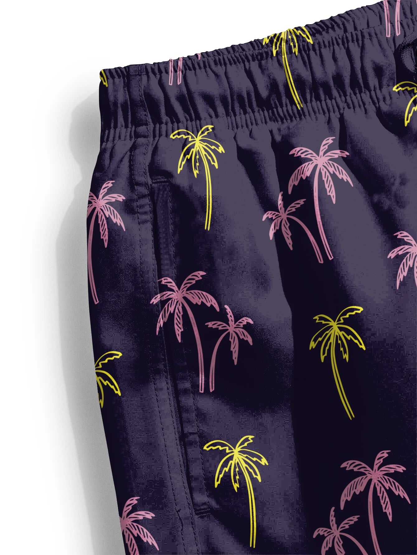 Black Palm Printed Men's Beach Shorts Quick Dry Sportswear