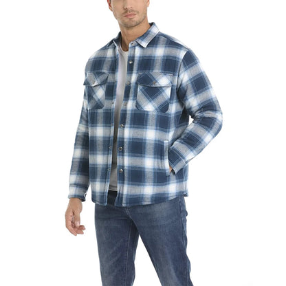 MAGCOMSEN Men's Plaid Flannel Jacket Warm Thick Long Sleeve