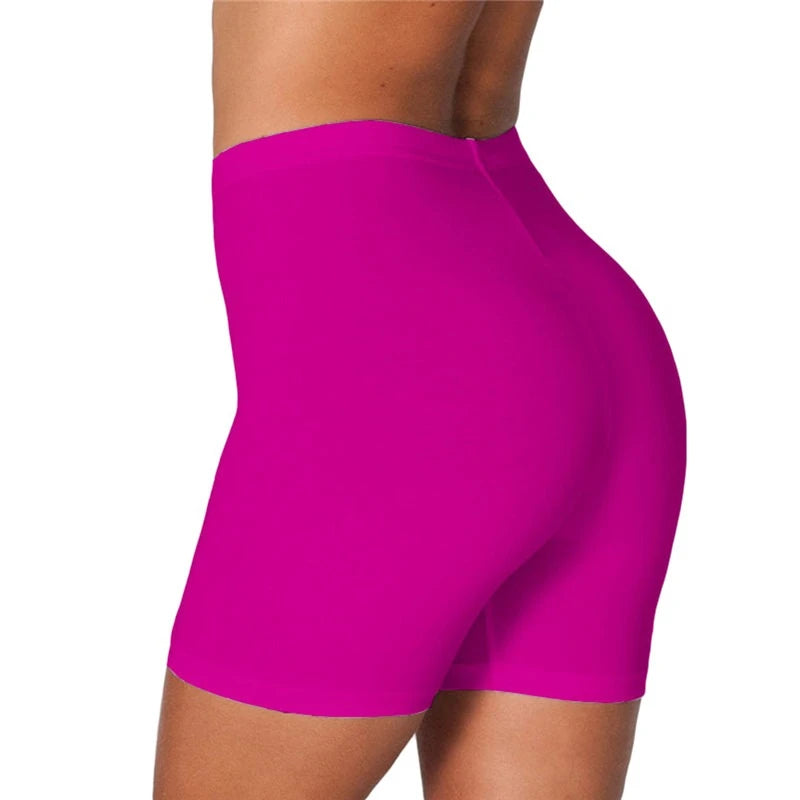 Women Elastic Shorts Casual High Waist Tight Fitness Slim