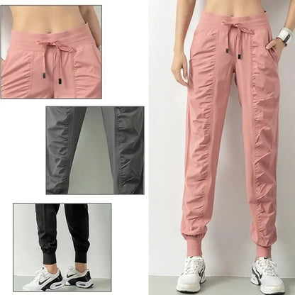 Fabric Drawstring Joggers Women Quick Dry Athletic Pants