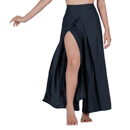 Women High Waisted Elastic Pleated Flare Palazzo Pants