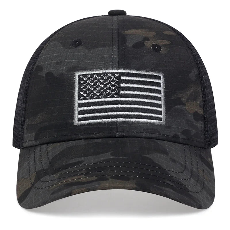 Unisex American Flag Embroidery Baseball Net Caps Ideal Sunscreen Hat