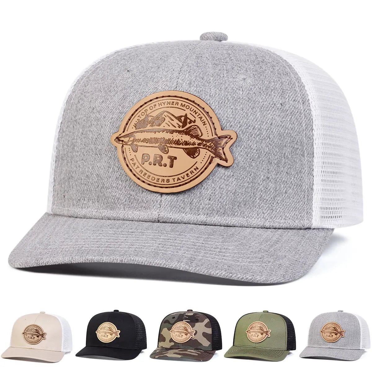 Unisex PRT Fish Leather Label Baseball Net Caps Sunscreen Hat