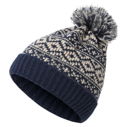 Ski Hat Winter Warm Mens Knitted Beanie Cap Pom Pom Hat