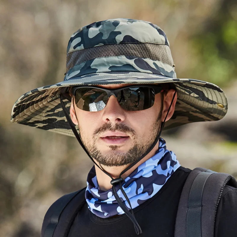 Summer Men Breathable Sun Hat Outdoor Traveling Fishing Hat