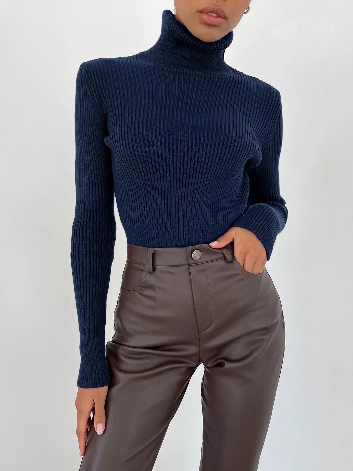 Bornladies Basic Turtleneck Women Sweaters Autumn Winter Tops