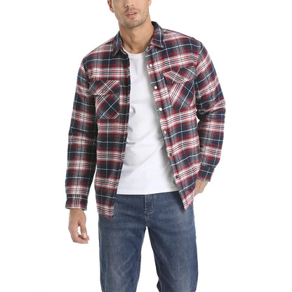 MAGCOMSEN Men's Plaid Flannel Jacket Warm Thick Long Sleeve