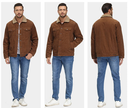 MAGCOMSEN Men's Corduroy Jackets Vintage Sherpa Fleece
