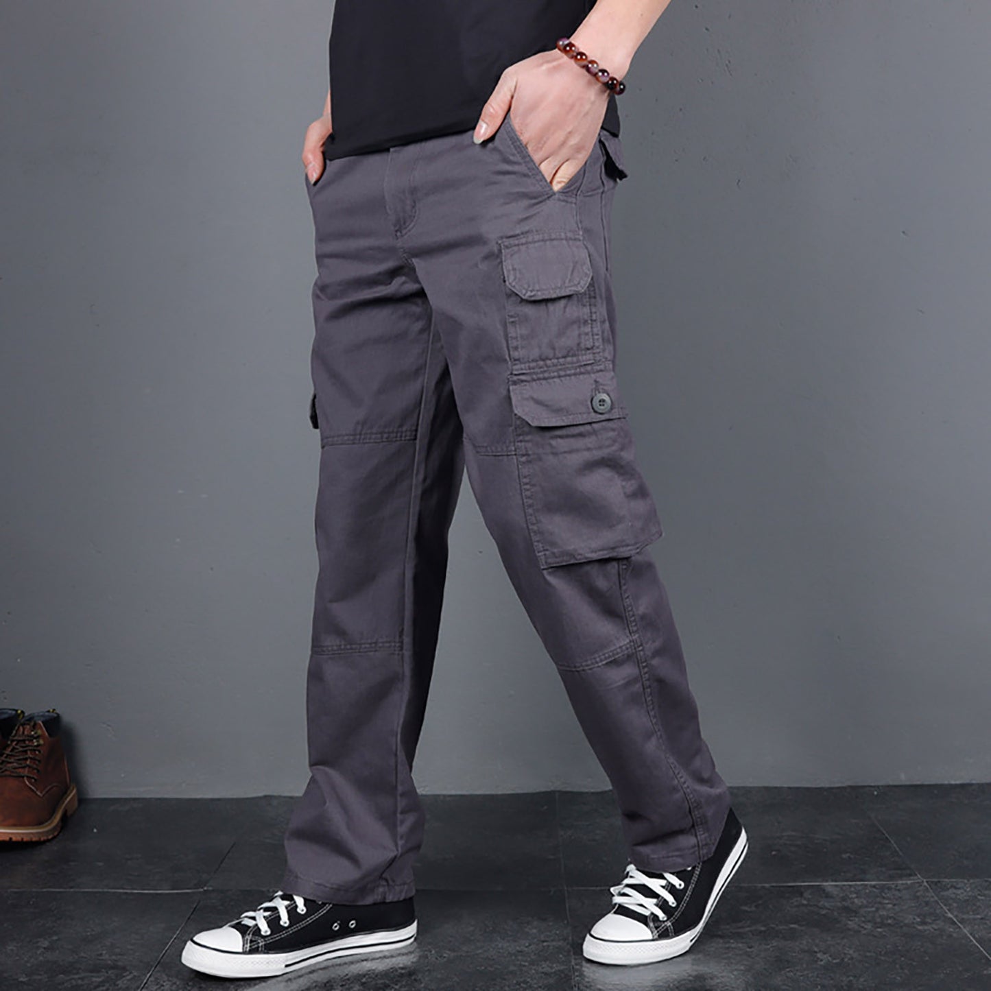 Men's Cargo Pants Fashion Loose Solid Color Straight Cylinder