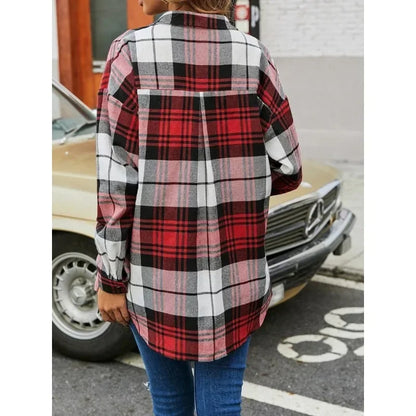 New Style Long-sleeved Plaid Women's Shirt Fashionable Design