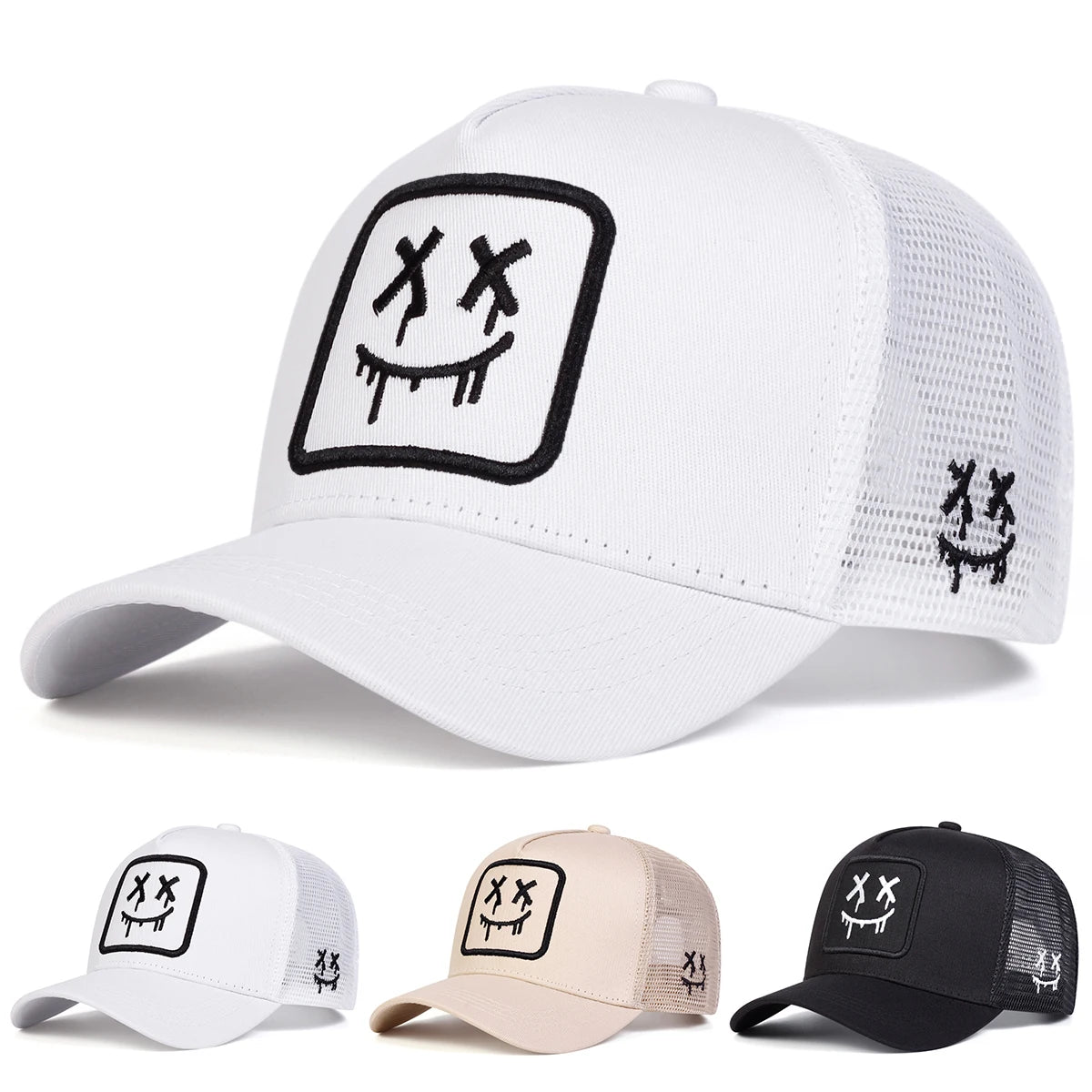 Unisex XX Smiling Face Embroidery Baseball Net Caps