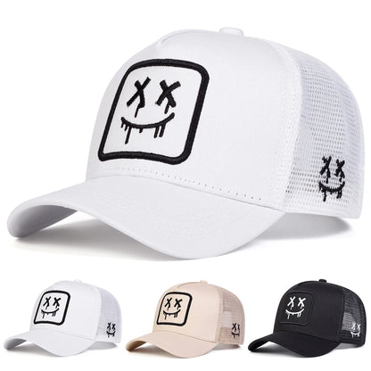 Unisex XX Smiling Face Embroidery Baseball Net Caps