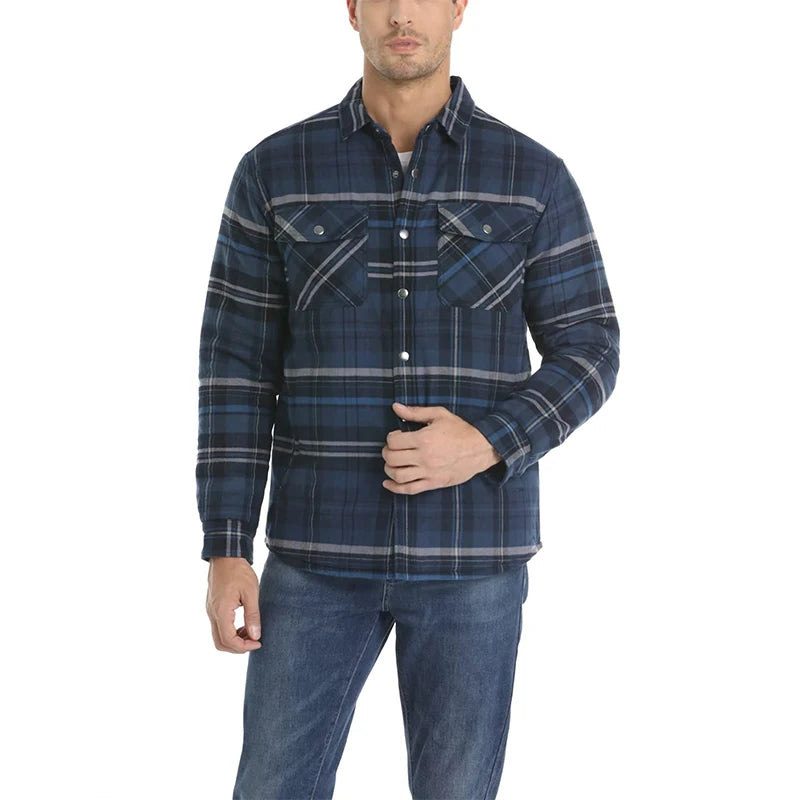 MAGCOMSEN Men's Plaid Flannel Jacket Warm Thick Long Sleeve