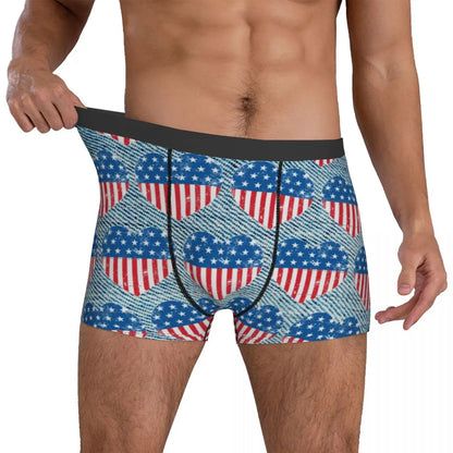 4th Of July American USA Flag Underwear 3D Pouch Boxers