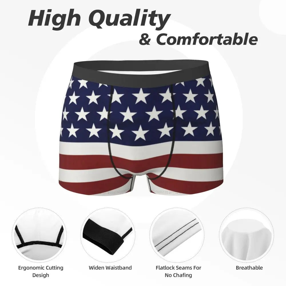 4th Of July American USA Flag Underwear 3D Pouch Boxers