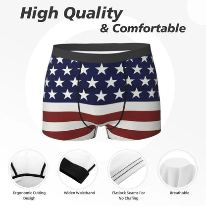 4th Of July American USA Flag Underwear 3D Pouch Boxers