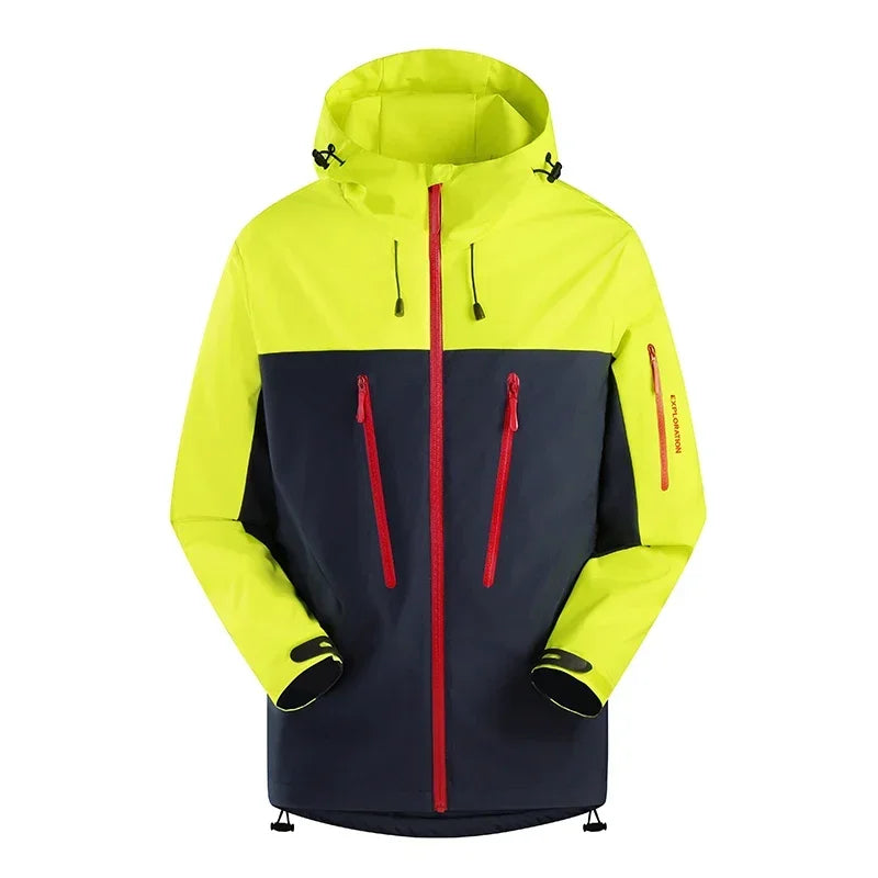 Techwear Hooded Jacket Men's Hiking Ski Zipper Pocket Raincoat