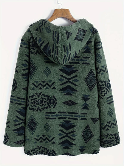 Women's Aztec National Printing Plush Coat for Ladies