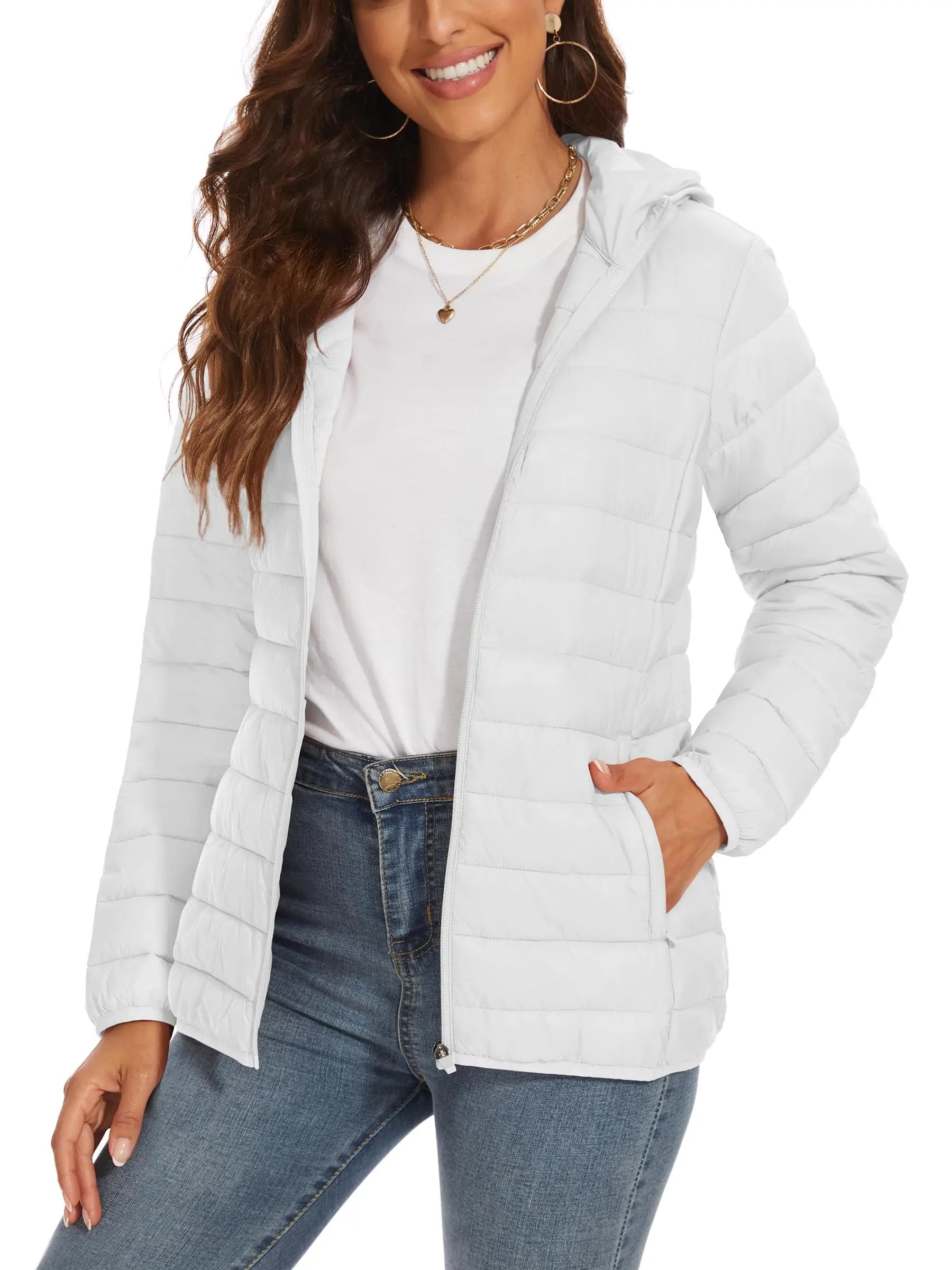 Women's Winter Puffer Jacket – Lightweight, Water-Resistant, Padded Hoodie for Outdoor Activities, Camping, and Cold Weather Outerwear