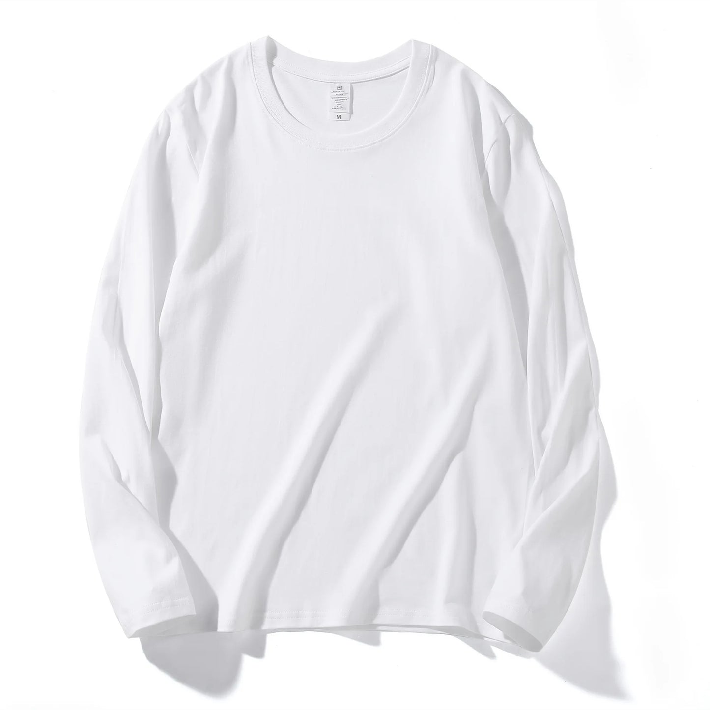 Spring Autumn Casual Long Sleeve T-Shirts Men Women Solid Cotton O-Neck Tops 4XL Plus Size Tees