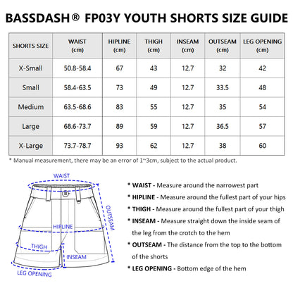 Bassdash Youth 5 Inch Fishing Shorts UPF 50 Quick Dry