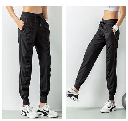 Fabric Drawstring Joggers Women Quick Dry Athletic Pants