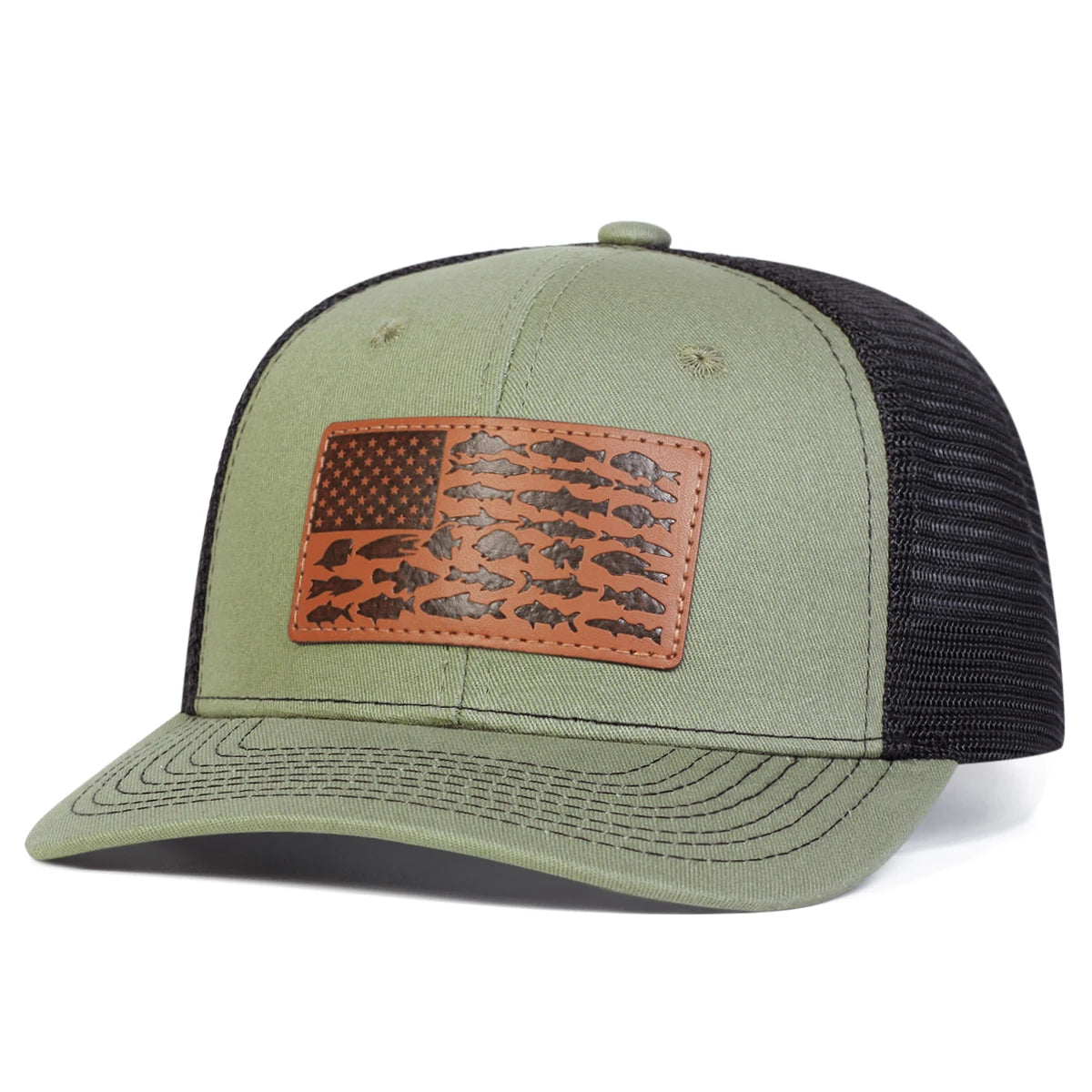 Unisex Brown Little Fish Flag Leather Label Baseball Cap