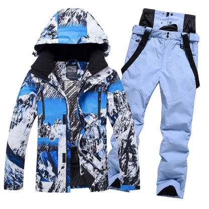 New Men Women Snow Wear Waterproof Ski Suit Set Outdoor Fashion