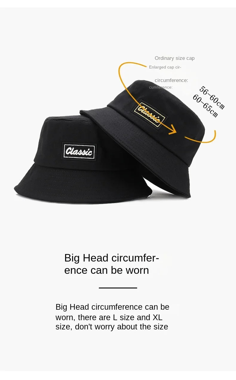 Brand Oohmy Big Head Bucket Hats Beach Oversize Sun Cap for Men Women