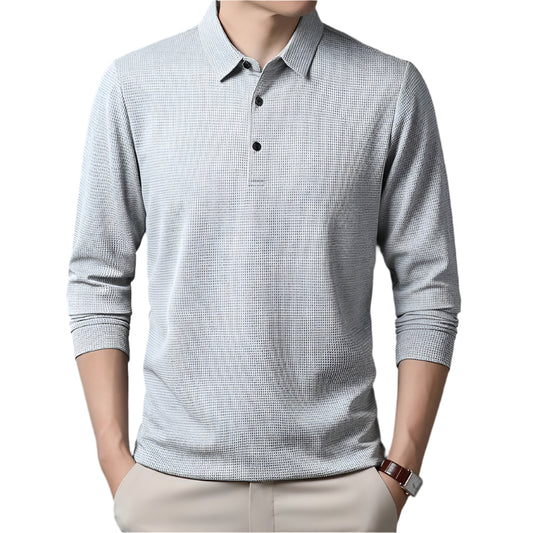 Men's Business Casual Polo Long Sleeve T-shirt Comfortable