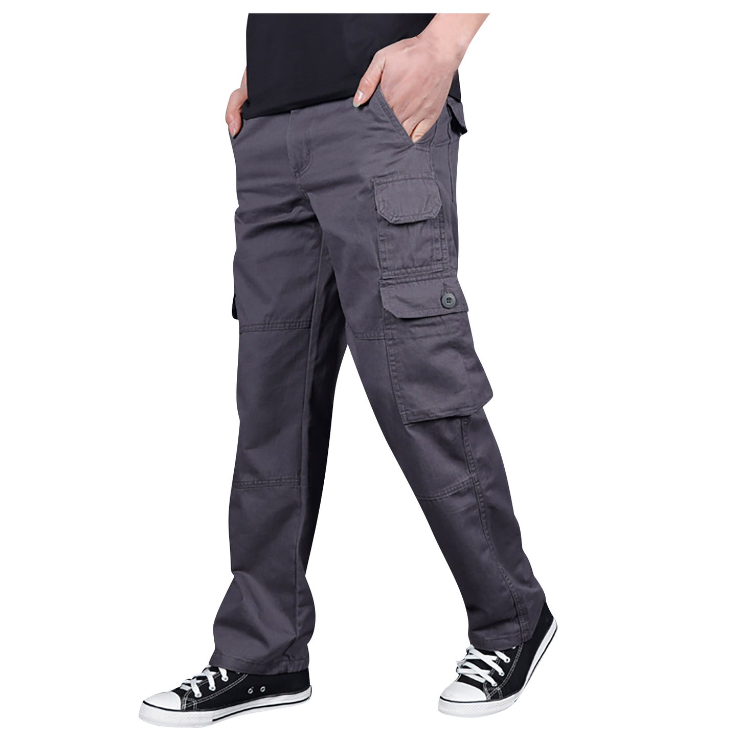 Men's Cargo Pants Fashion Loose Solid Color Straight Cylinder