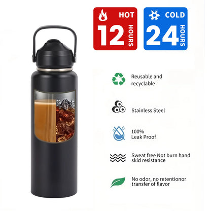 40oz Insulated Water Bottle with Straw Handle