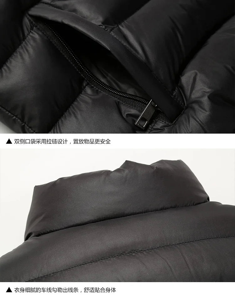 6XL Winter Men Jacket Ultralight Stand Collar Warm Coat