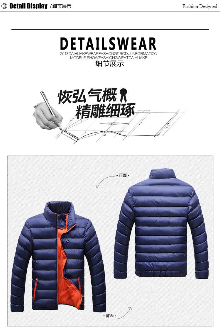 6XL Winter Men Jacket Ultralight Stand Collar Warm Coat