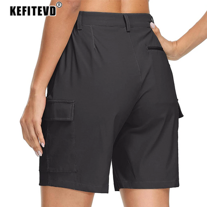 Women's Quick-Dry Hiking Shorts - Waterproof, Lightweight Cargo Shorts with Multi Pockets for Trekking & Camping
