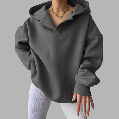 Women'S V Neck Oversized Hoodie With Pocket Fashion Trend