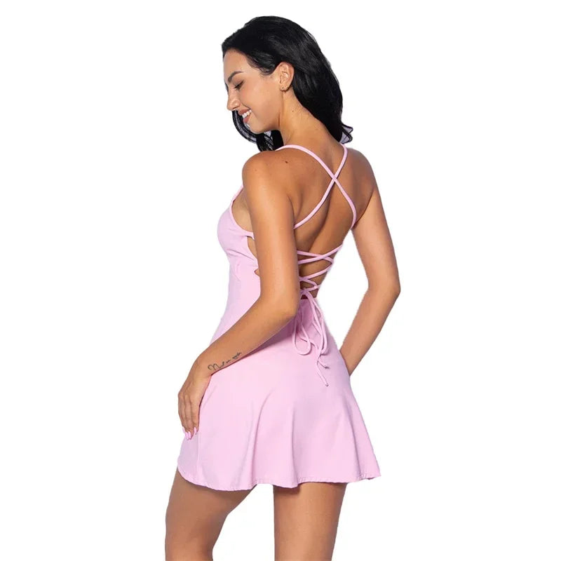 Women's Sexy Beauty Back Golf Tennis Dress Quick Dry Gym Wear