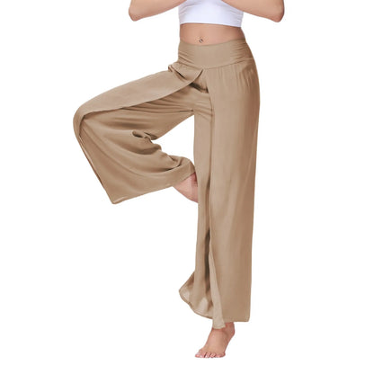 Women High Waisted Elastic Pleated Flare Palazzo Pants