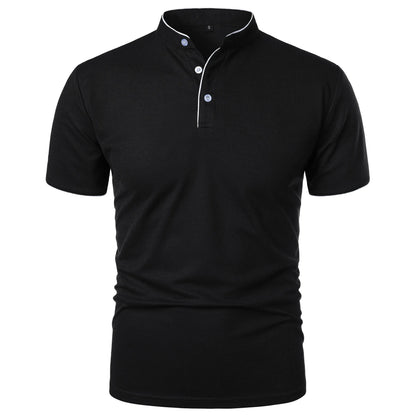 Summer Men's Short Sleeve Collar T-Shirts Solid Color Polo Shirt