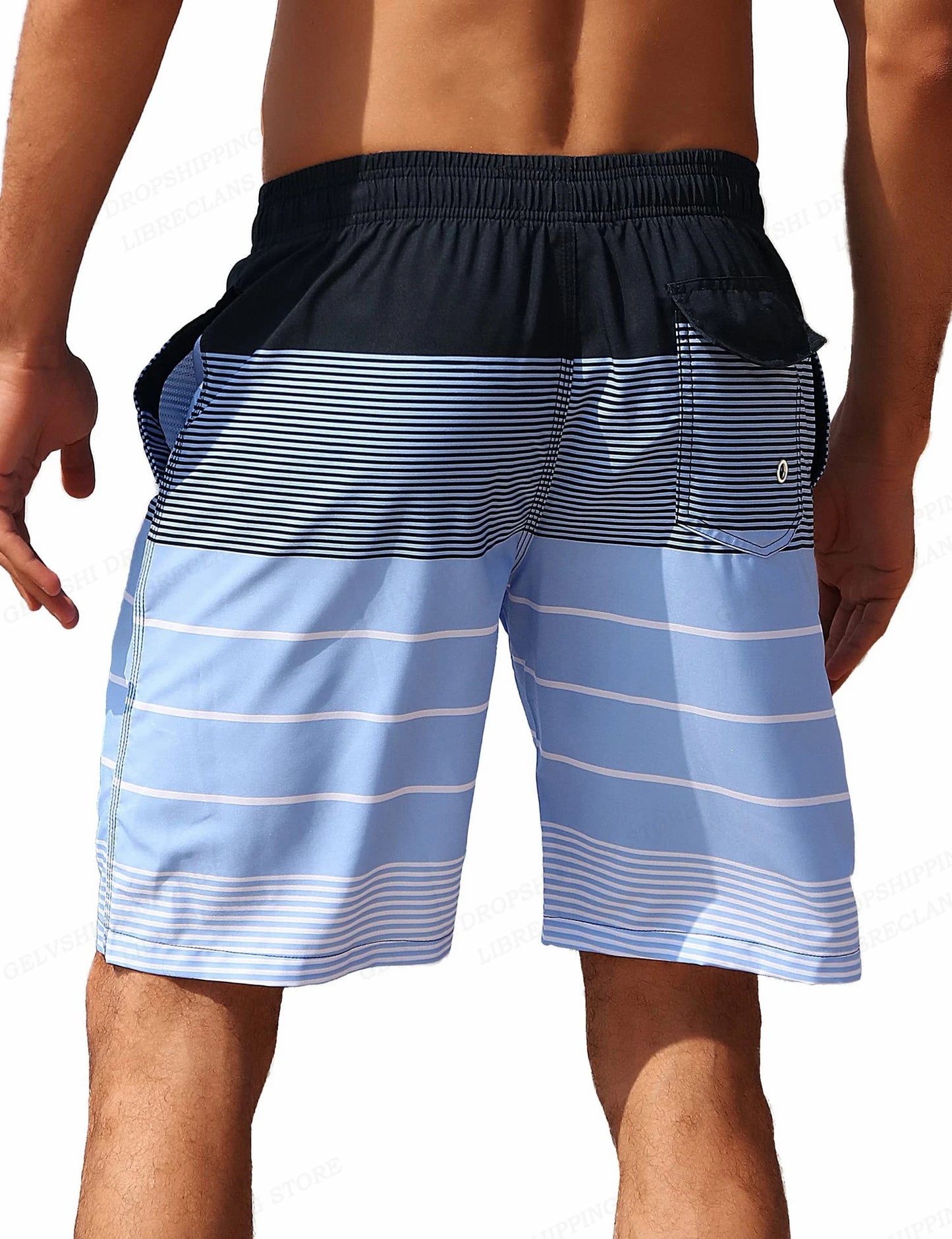 Striped Beach Shorts Men Fashion Swimwear Board Shorts